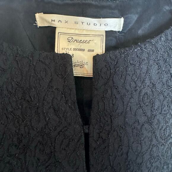 Max Studio Black Floral Textured Sleeveless Baroque Midi Dress – Size 8 LBD - Picture 2 of 10